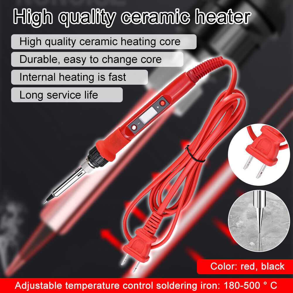 LANGTU Soldering Iron Kit Electronics 80W Adjustable Temperature Welding Tool 5pcs Soldering Iron Tip Soldering Iron Stand Tweezers Solder Wire Carry Bag