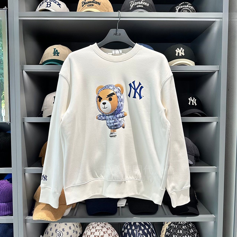 NY Sweatshirt Autumn and Winter New Cartoon Bear Warm Pullover Men's and Women's Loose Tops