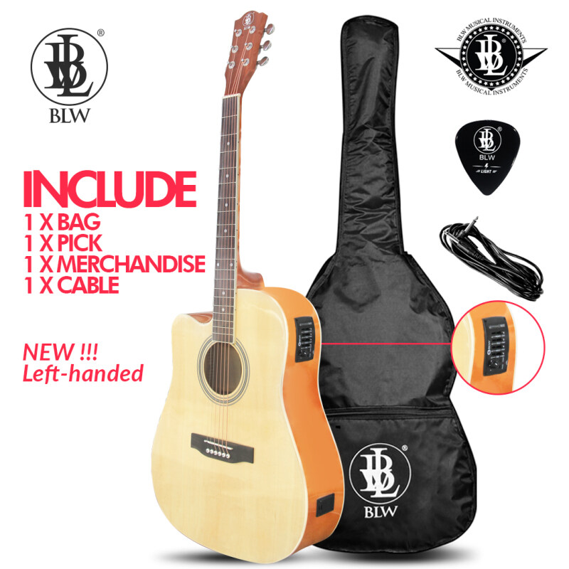 BLW 41 Inch Standard Dreadnought Semi Acoustic Electric 4 Equalizer Guitar for Beginners SD410EQ Comes with Bag, Cable, Pick and Merchandise Sticker Malaysia