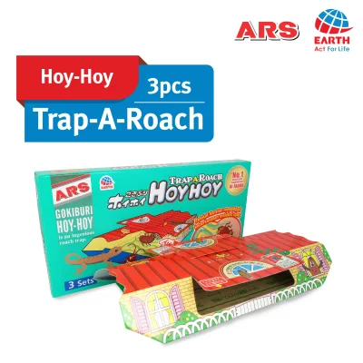 ARS Hoy Hoy Trap-A-Roach 3 sets Insecticide Free Bait Made of Cockroach’s Favorite Food Strong Wavy Glue can Hold 15kg Pest Control Professional Trap for Residential, Food Plant & Restaurant
