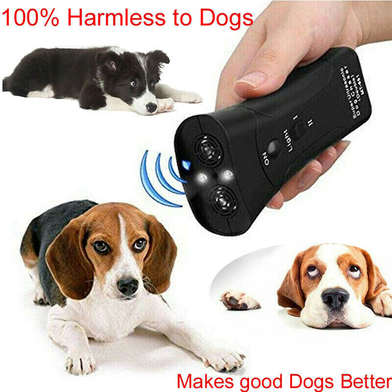 Potey Pet Dog Repeller Chống Sủa Dừng Sủa Thiết Bị Đào Tạo LED Siêu Âm 3 Trong 1