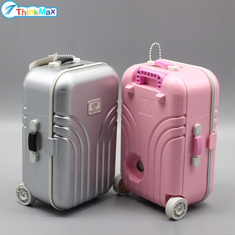 Cute Plastic Rolling Suitcase Mini Luggage Box for BJD Dolls