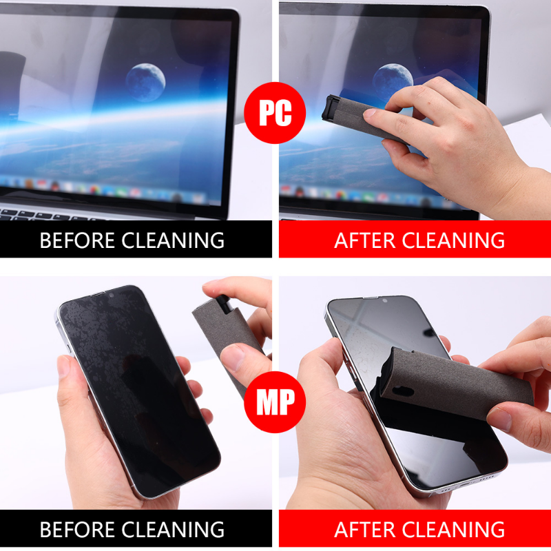 2 trong 1 màn hình điện thoại thiết bị làm sạch dạng phun máy tính màn hình điện thoại di động màn hình điện thoại Thiết bị khử bụi Công cụ vải vi sợi cho iPhone iPad Apple đánh bóng