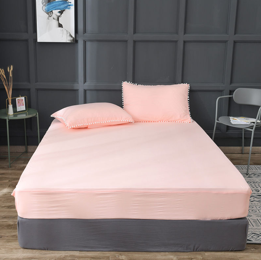 Solid Bed Sheet Fitted Sheet Solid Color Plain Bedding King Queen Size Bed Mattress Cover Bedsheet
