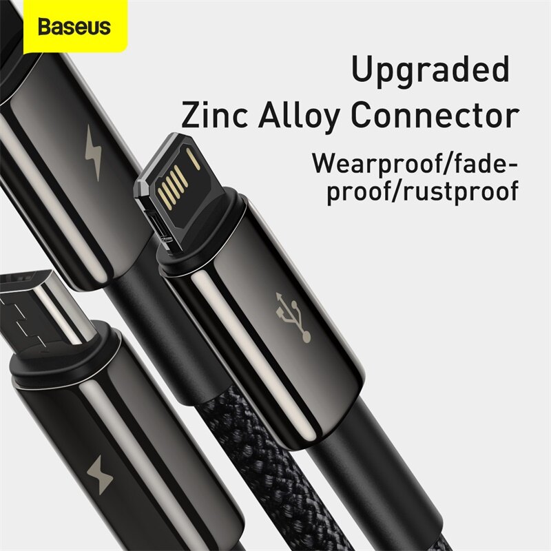 Baseus 3 in 1 USB Type C Cable For iPhone 12 Pro Max Micro USB Android Mobile Phone Cable For Samsung Xiammi USBC Data Wire Cord