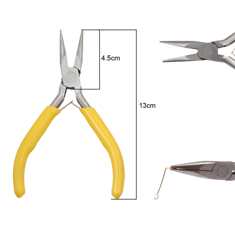 1PC Cute Yellow Color Handle Anti-slip Splicing Fixing Jewelry Pliers Tools & Equipment Kit for DIY Jewelery Making Side Cutting Plier Bent Nose Plier Accessory