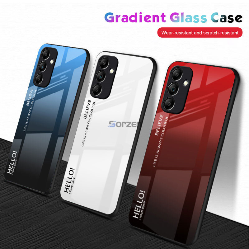 Đối với Samsung Galaxy A14 5G Vỏ bằng kính cường lực Gradient chống va đập Vỏ bảo vệ toàn diện Mặt sau