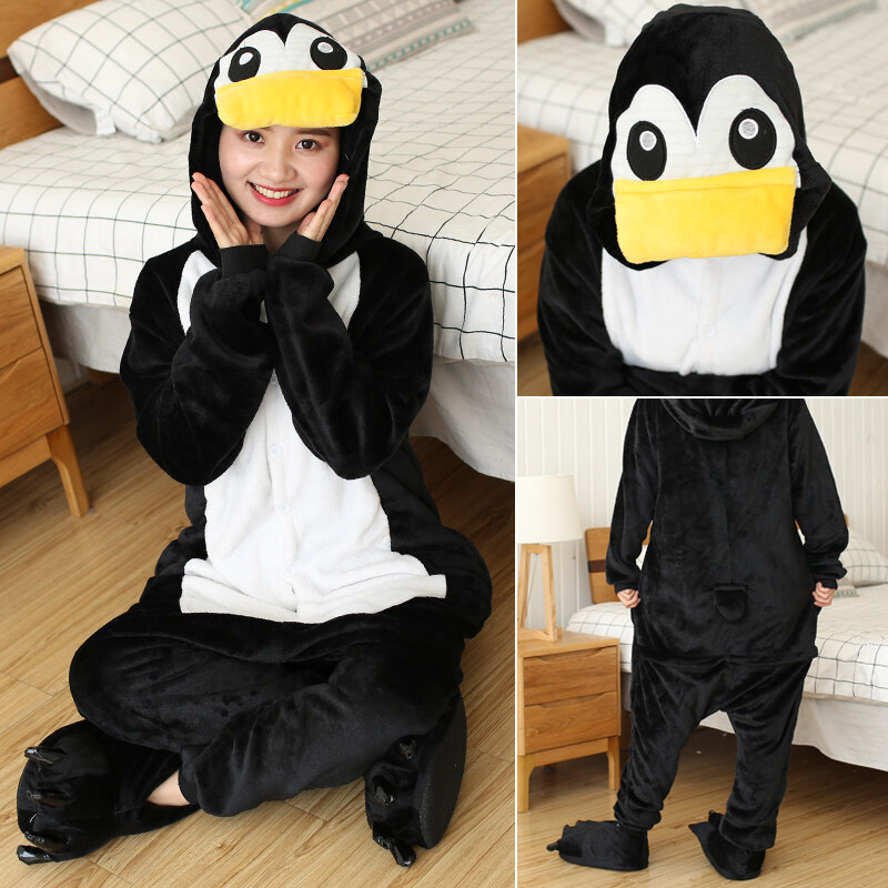 Kigurumi Animal Pajamas Adults Black Penguin Onesies Pajamas Anime Cosplay  Costumes Women Men Flannel Jumpsuits Christmas Gift | Lazada PH