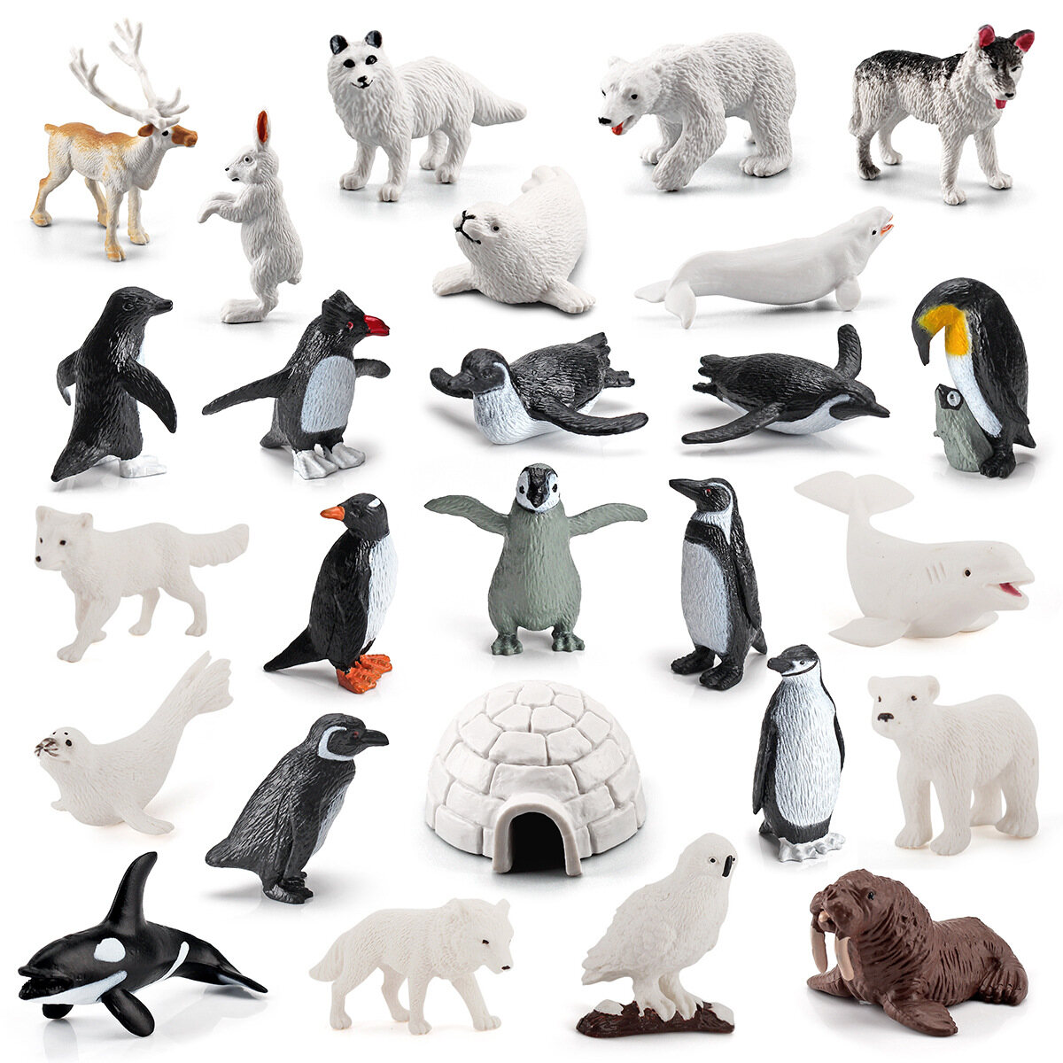 MONSTER simulation penguin white fox polar bear seal killer whale Husky reindeer polar animal model accessories