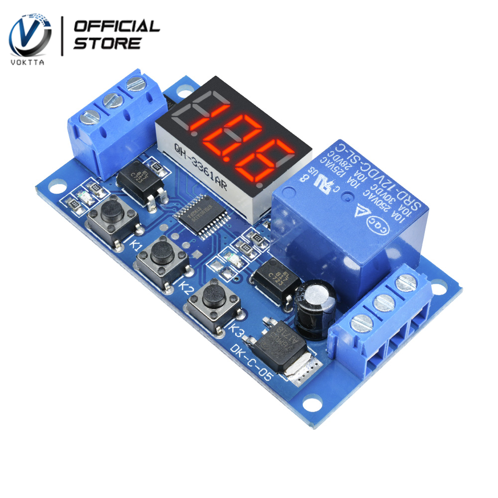 VOKTTA Mô-đun Rơ Le Trễ Hiển Thị Kỹ Thuật Số LED DC12V Chính Hãng Công Tắc Điều Khiển Hẹn Giờ Ống Kỹ Thuật Số 3 Chữ Số