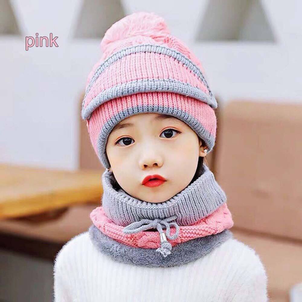 Nón goi đầu cho bé mũ len cho bé mũ len bé mũ nồi cho bé Trẻ mới biết đi Chống gió Mũ đan Lót lông cừu Có khăn quàng cổ Bé gái Ủ ấm cổ Che kín Mũ len cho bé Bộ khăn có mũ có mũ Mũ mùa đông cho trẻ em Mũ trẻ em