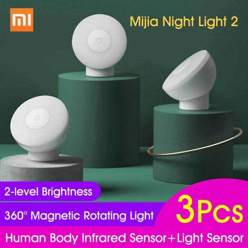 3 Cái/lốc Đèn Ngủ Xiaomi Mijia 2 Đèn Ngủ 2 Cảm Biến Cơ Thể Hồng Ngoại Và Cảm Biến Ánh Sáng Xoay 360 Độ Từ Tính 2 Mức Điều Chỉnh Độ Sáng