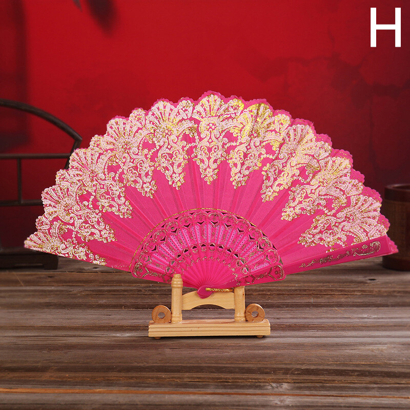 Pzcf 1 Chiếc Quạt Múa Nghệ Thuật Thủ Công, Quạt Gấp, Quạt Hoa Cầm Tay Bột Vàng Cho Tiệc Cưới Quà Tặng Lễ Hội Hoài Cổ Cổ Điển Trang Trí Nhà Biểu Diễn