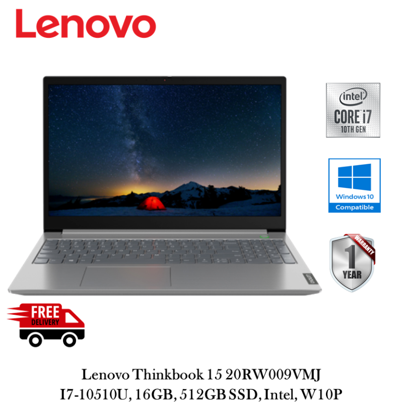 Lenovo Thinkbook 15 20RW009VMJ 15.6 FHD Laptop Mineral Gray ( I7-10510U, 16GB, 512GB SSD, Intel, W10P ) Malaysia