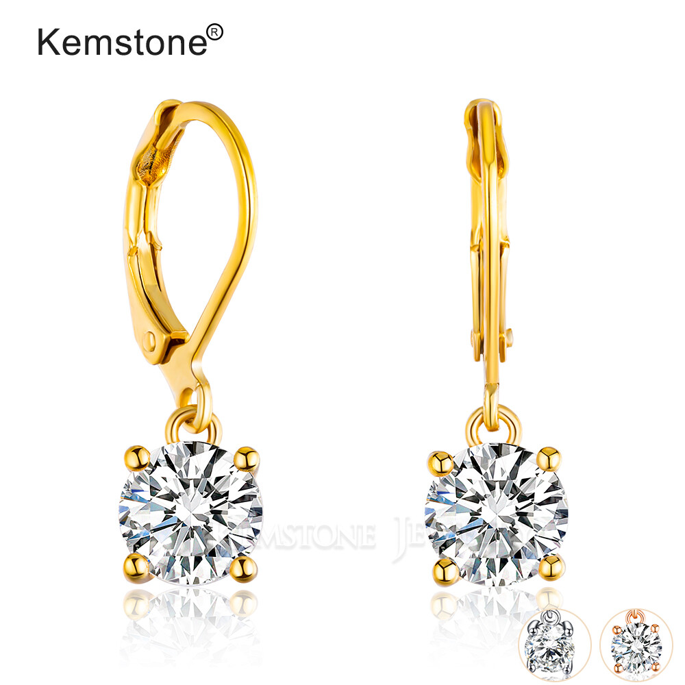 Kemstone Rose Gold Silver Gold Plated Ball Crystal Female Women Drop Earrings Jewelry Gift