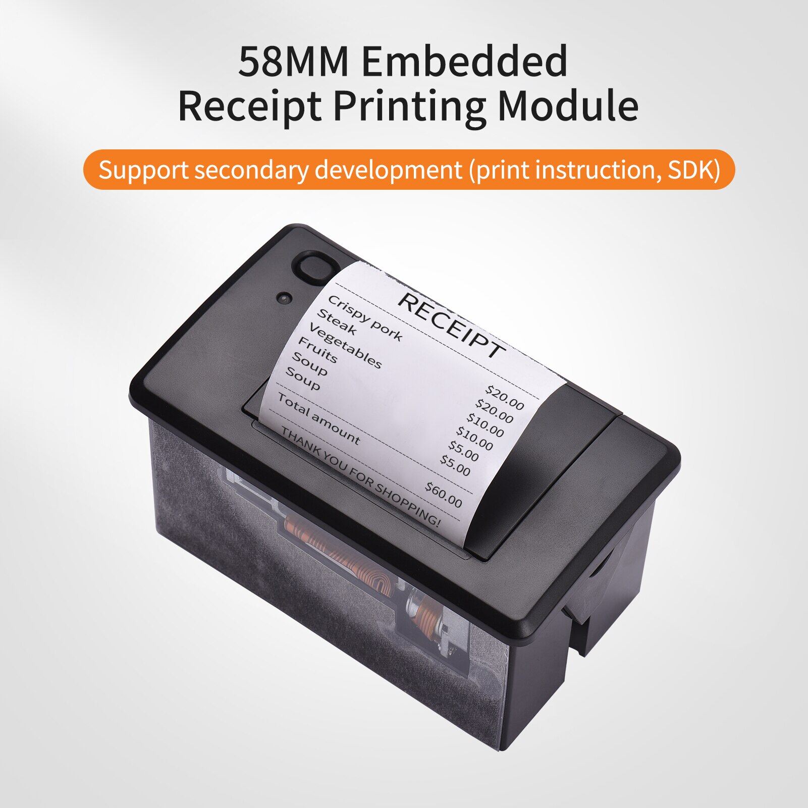 Embedded Thermal Receipt Printer 58MM Mini Printing Module Low Noise With USB/RS232/TTL Serial Port Support ESC/POS Commands