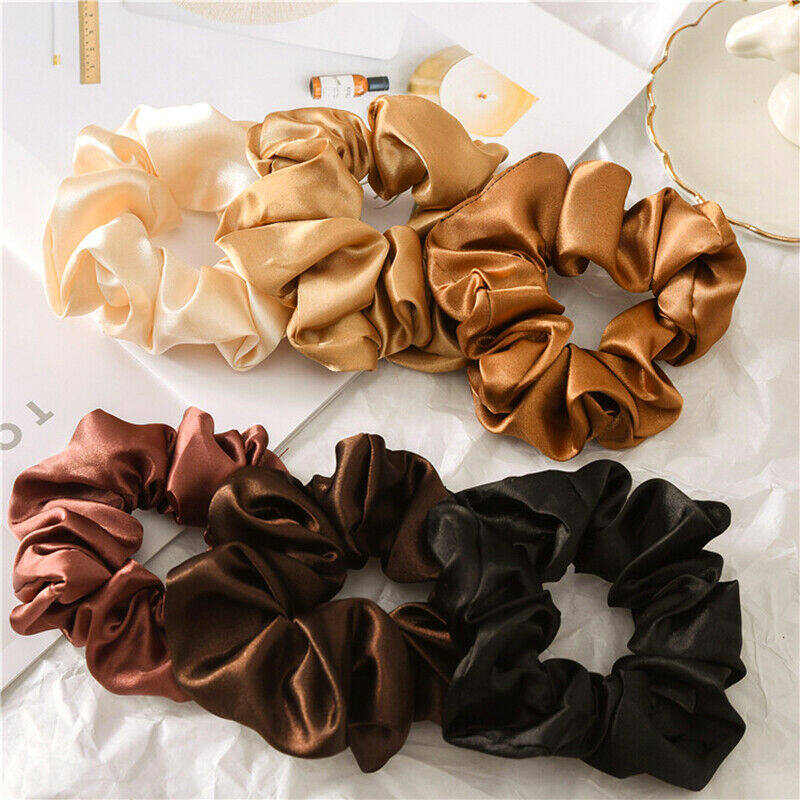 [Lady Sugar]Women Satin Silk Hair Band Ties Elastic Scrunchies Ponytail Holder Inexpensive Hair Rope Rings