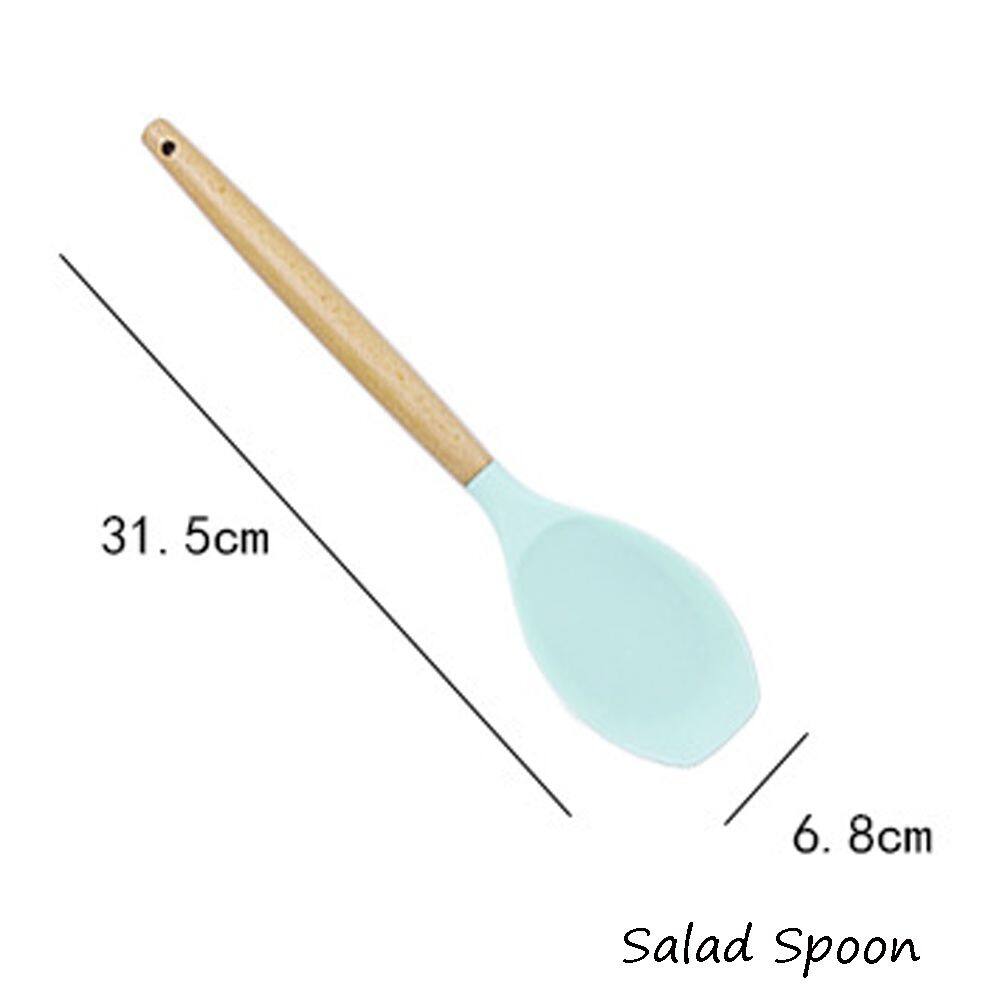 GURUNGMANI 1PC Tay cầm bằng gỗ Bộ đồ ăn Pasta Colander Chải Dụng cụ nấu ăn bằng silicon Muông ăn sup Dụng cụ nấu ăn Spatula