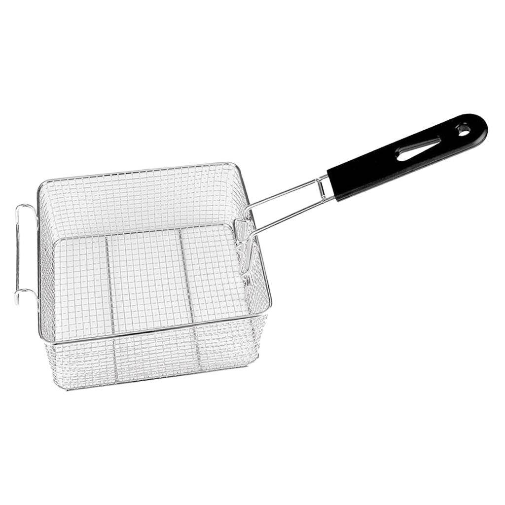 Loviver Stainless Steel Fry Basket Square Wire Mesh French Chip Frying Serving Food Tableware Accessory With Detachable Handle Fit For Deep Fryers, 8'' Small