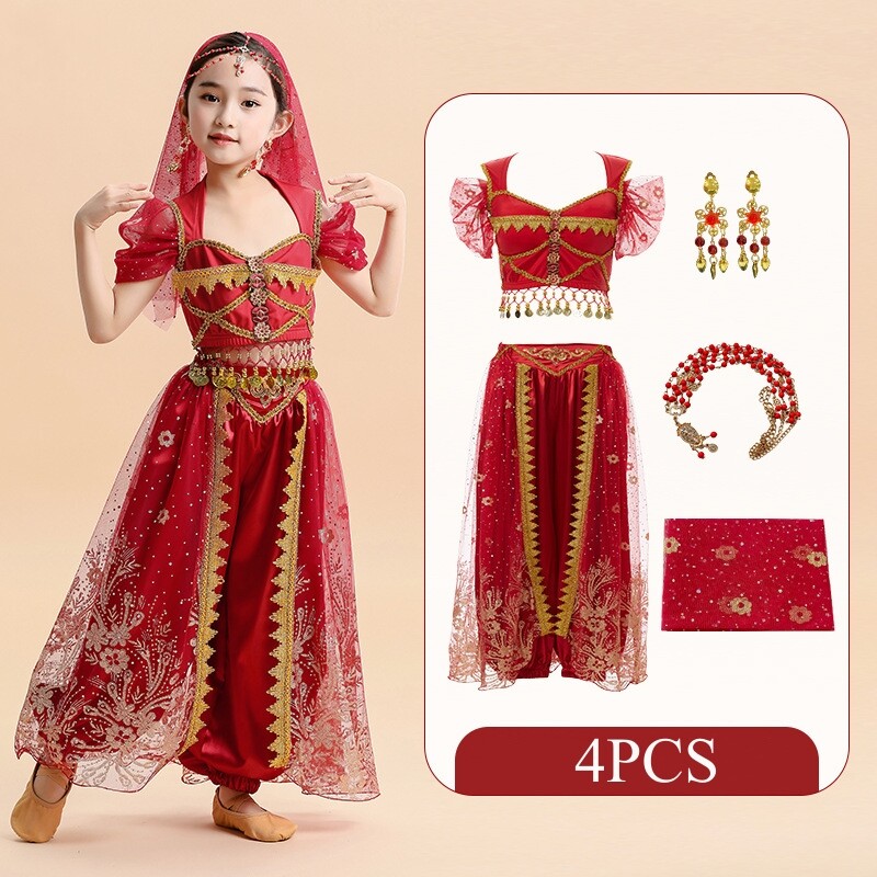 Children's Belly Dance New Jasmine Princess Costume Indian Dance Aladdin Magic Lamp Girl Performance Costume