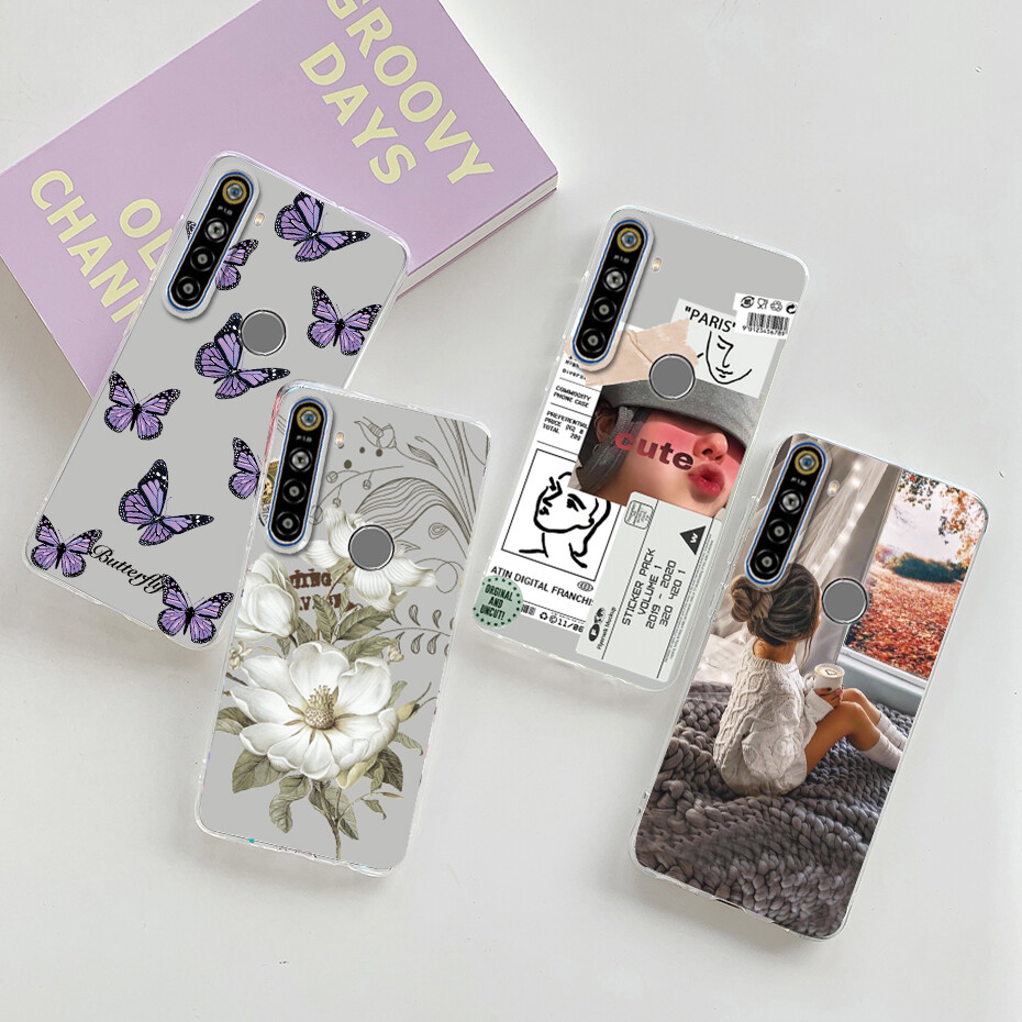 Ốp Lưng Silicon TPU Mềm Trong Suốt In Họa Tiết Thời Trang, Ốp Điện Thoại Realme 5 5i 5s 6i