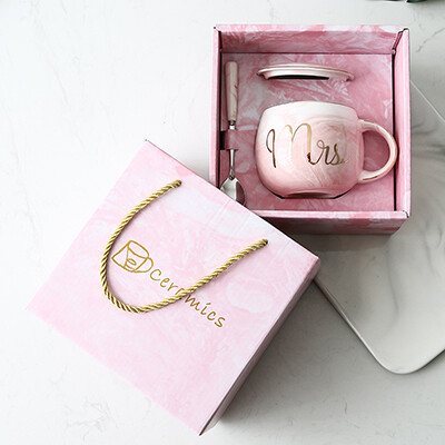 Flamingo Ceramic Coffee Mug Marble Coffee Cup Pink Gold Cute Ins Cup Wedding Bridal Couple Lovers Milk Tea Breakfast Cups Gift