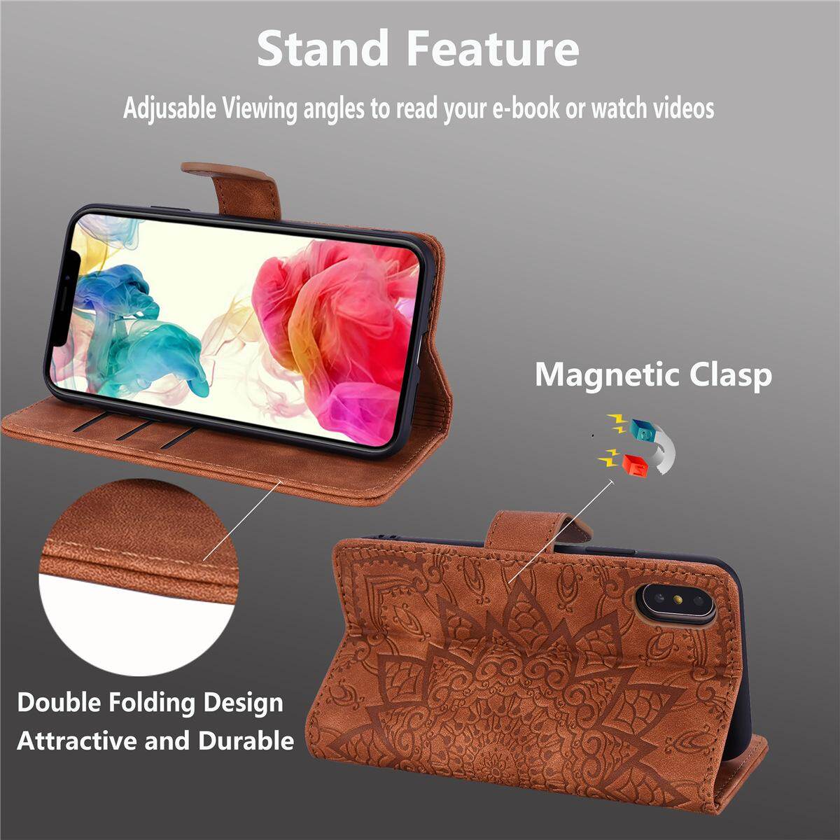 for Samsung Note10+ Note10 Pro Plus Leather Case, Wallet Phone Case Light Slim Flip Folio Cover Durable Shell Genuine Matte Calf Skin Feel, with Kickstand and Cash Card Slots Wristband