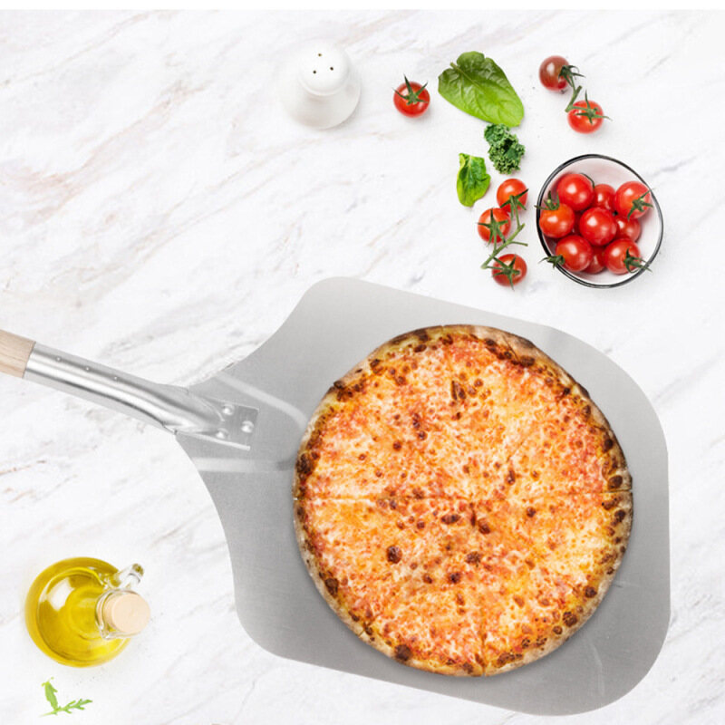 【High Quality+ In Stock】56cm Aluminum Pizza Peel Shovel Paddle Pancake Oven Baking Tool with Wood Handle