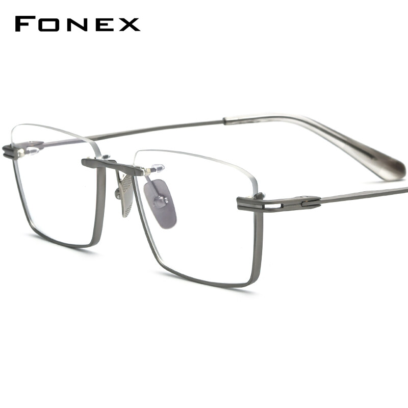 Fonex Titanium Glasses Frame Men 2022 New Semi Rimless Square