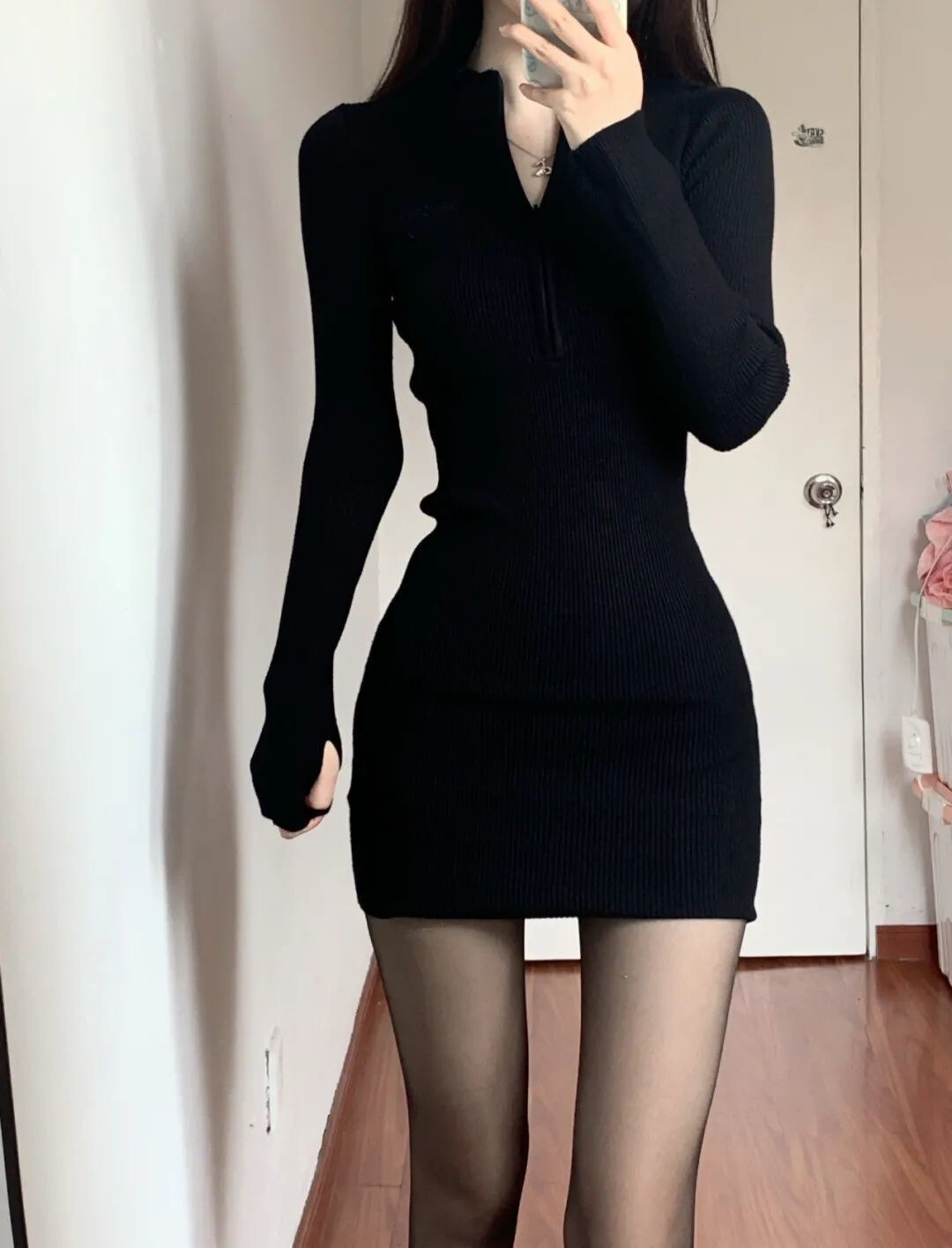 Váy Đầm dài tay màu trơn nữ