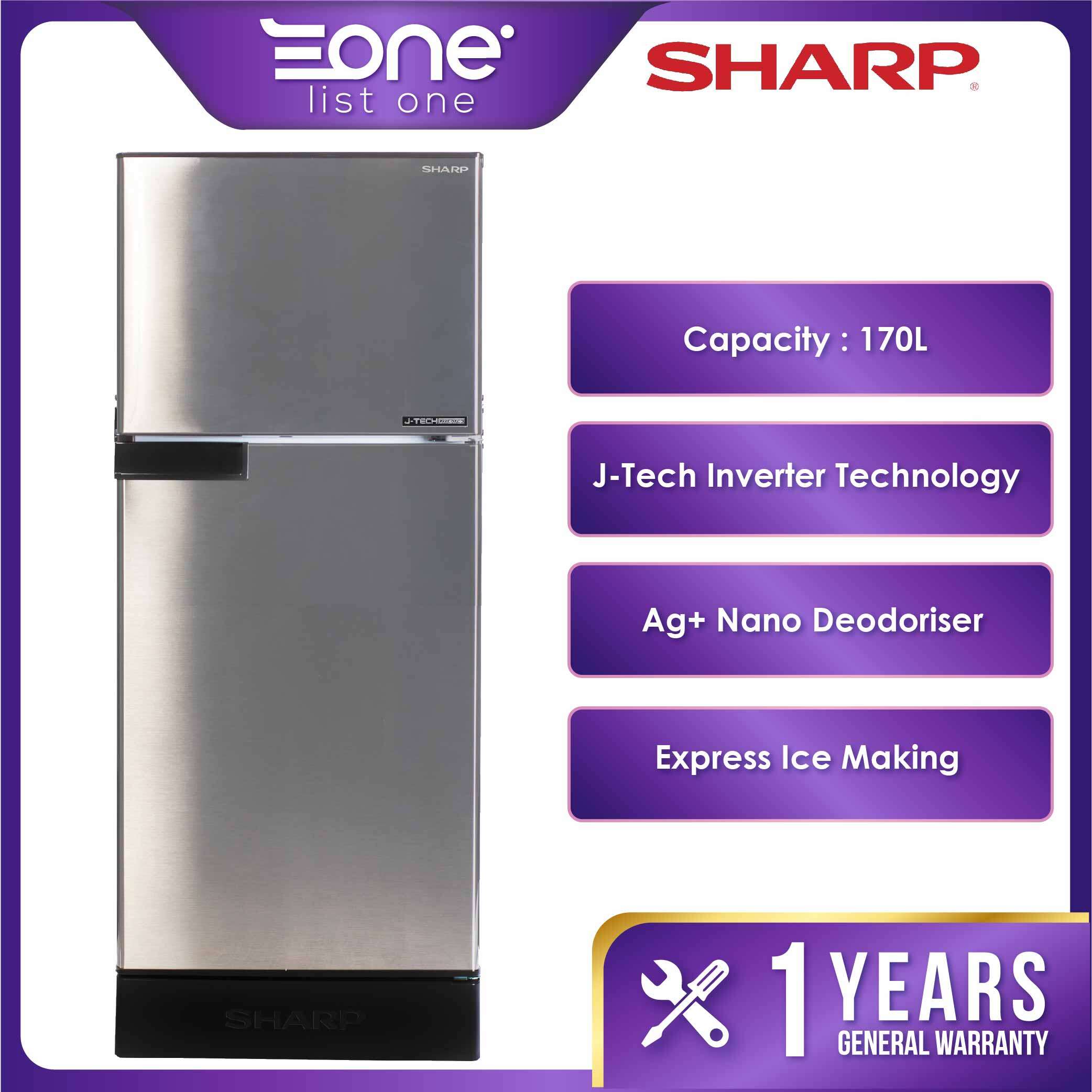 Sharp 170L J-Tech Inverter Fridge SJ189MS | Express Freezing Refrigerator | AG+ Nano Deodorizer Peti Ais | Express Ice Making Peti Sejuk | Klang Valley