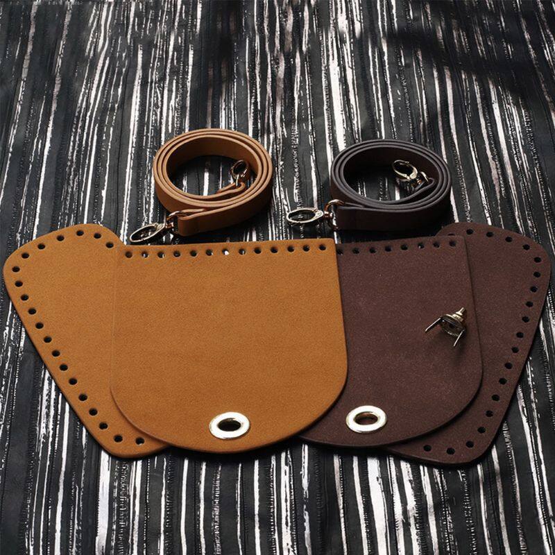 3Pcs/Set Artificial Leather Shoulder Bag Bottom Strap Replacement for DIY Knitting Crochet Handbag Sewing Accessories