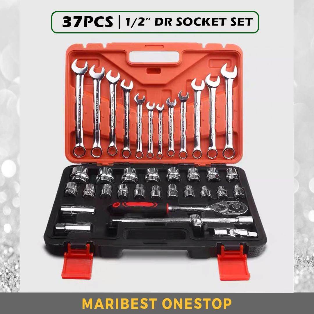 SATAGOOD G-10009 37PCS ½” Dr Socket Ratchet Combination Spanner Wrench ...