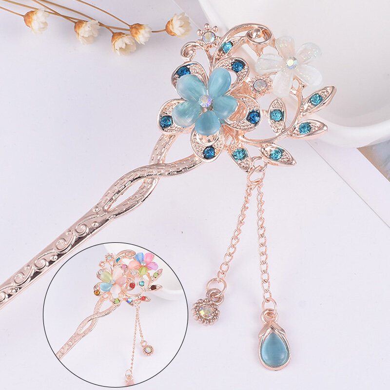 0duw 1PC Hair Jewelry Crystal Flowers Headdress Hairpins Hair Sticks Rhinestones Hair clip Headwear Women