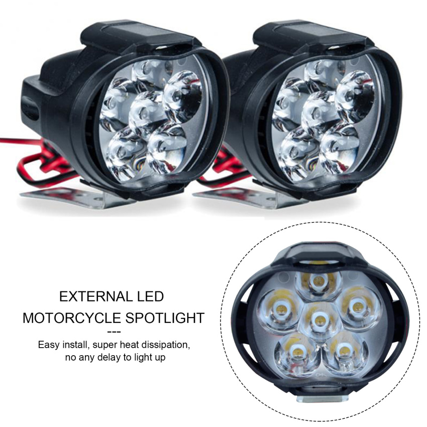 2Pcs Led ไฟหน้ามอเตอร์ไซด์แสงสว่างสีขาวมาก6LED ทำงานไฟสปอร์ตไลท์รถ ...