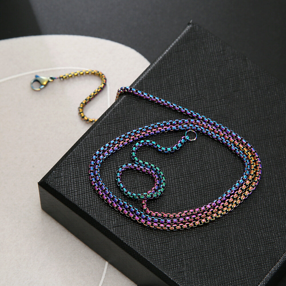FASHION NINE Stainless Steel Necklace Rope Square Pearl Chain Titanium Steel Chain