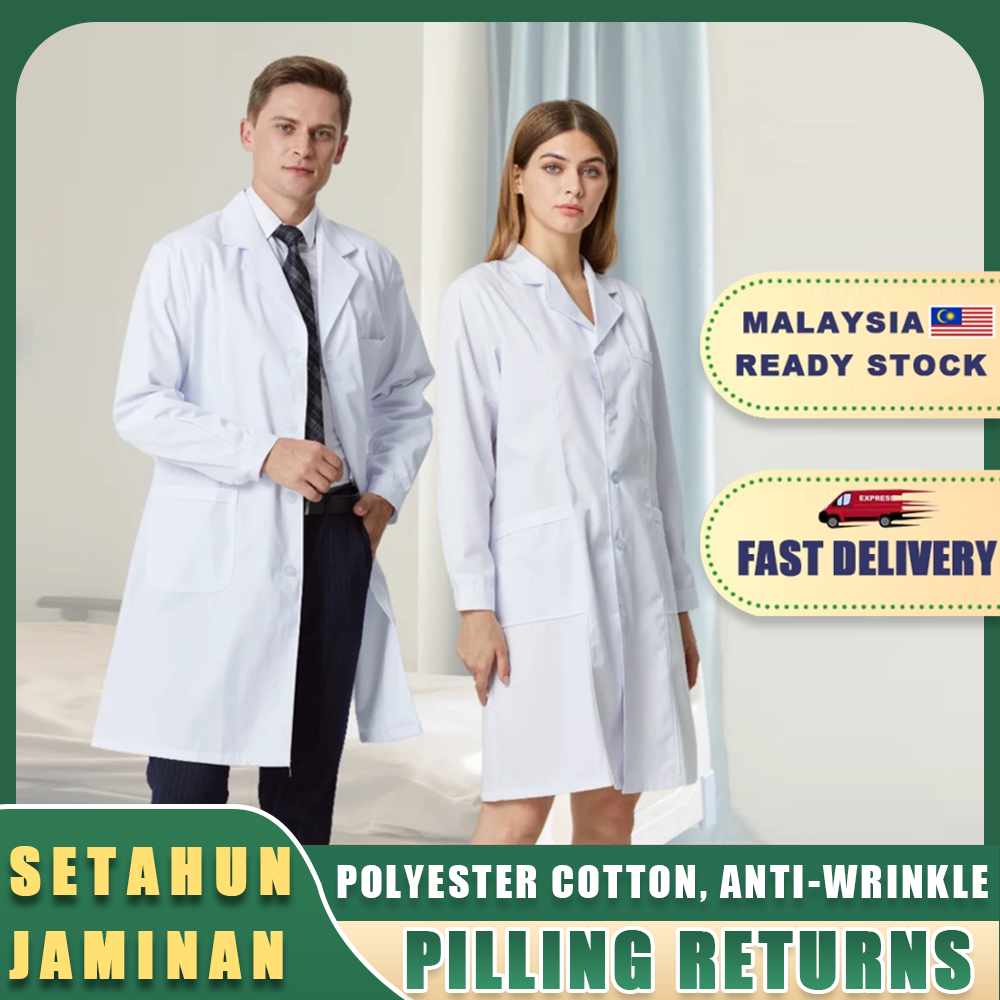 【Ready stock】Lab Coat Doctor Coat White Coat laboratory gown lab gown