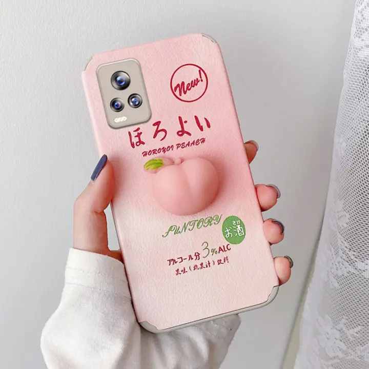 For Vivo V20 Pro Case Cute Creative 3d Peach Pink Phone Casing Camera Protection Fashion Smiley Pattern Cases Soft Silicone Bumper Shockproof Protection Slim Back Cover Lazada Singapore