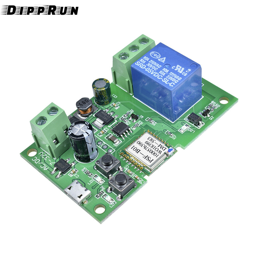 Dipprun 5V/DC 7-32V 1Way wifi Bộ hỗ trợ điều khiển từ xa mô-đun chuyển đổi hỗ trợ 433Mhz điều khiển từ xa cho EweLink Hệ thống ứng dụng