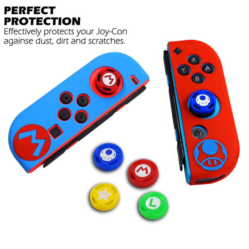 VAORLO Protective Case for Nintend Switch Joycon Cover Solft Silicone Case with Thumbstick caps for Nintendo Switch Controller Grip Joy-con Cover