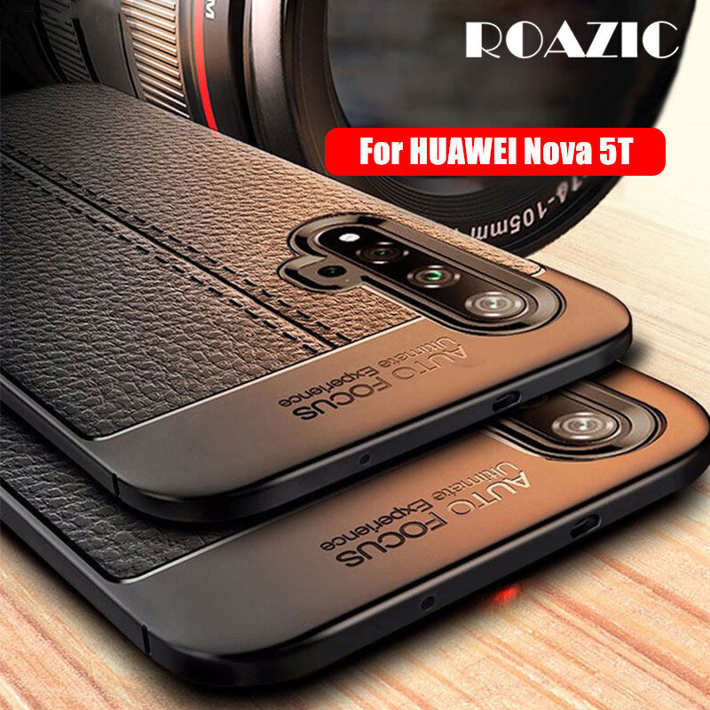 ROAZIC For Huawei Nova 5T Nova 8i Case soft Silicon Carbon Fiber leather Soft Full Cover casing
