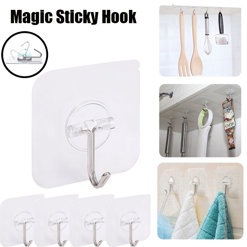 10 cái trong suốt móc gắn tường liền mạch không thấm nước móc chắc chắn chịu lực phụ kiện phòng tắm nhà bếp