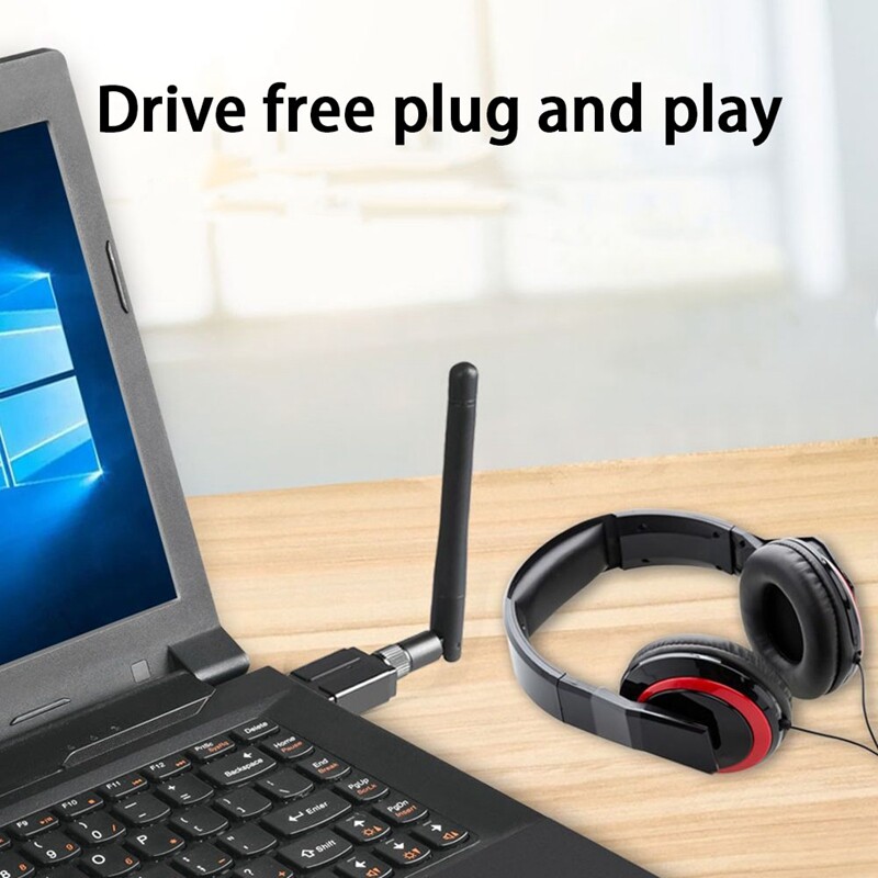 1 Set 100M External Antenna USB Bluetooth 5.3 Adapter USB Bluetooth Transmitter Receiver Bluetooth Adapter (Black)