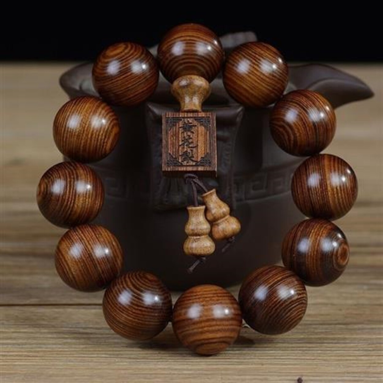 Hainan Huanghuali Bracelet 2.0 Ghost Eyes Grimace Eyes Old Material Men's Wooden Bracelet Chanting Buddha Beads 108 Pieces