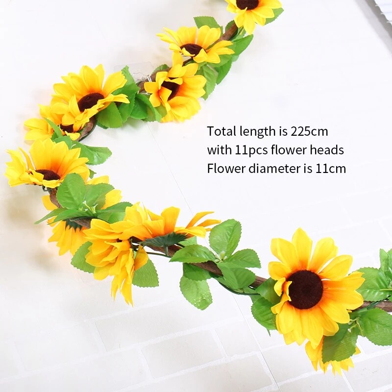 260CM Artificial Flowers Ivy Vine Plastic Flower Hanging Garland Artificial Silk Sunflower Home Cane Plant Fence Wedding Garden Decor #1
