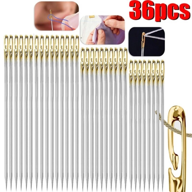 Bộ 36 Chiếc Kim Khâu Thủ Công Với Nhiều Kích Cỡ Khác Nhau Của Kim Luồn Nhanh Tự Động Bằng Thép Không Gỉ Bộ Dụng Cụ Gia Dụng Tự Làm