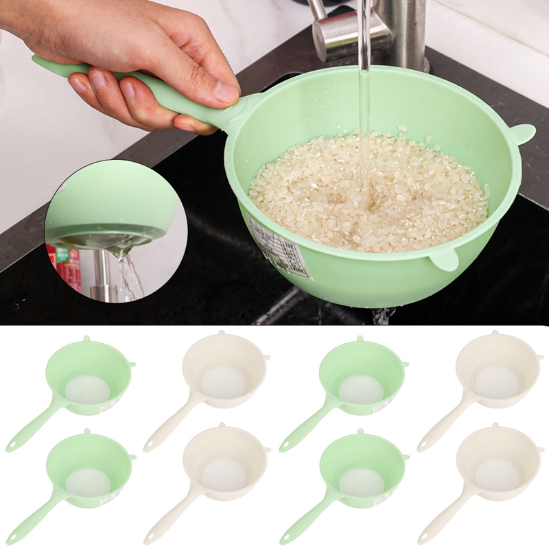 Kitchen Rice Drain Spoon with Handles Rice Sieve Plastic Colander Multifunctional Strainer Basket for Fruits Vegetables Mesh Flour Sieve