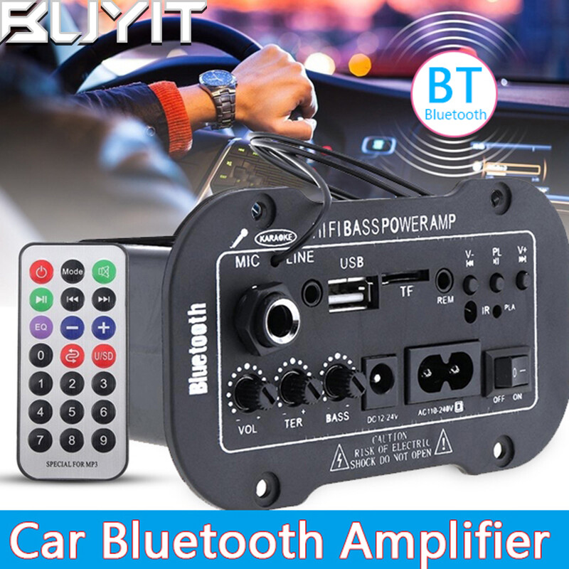 5 Inch Three Use Multi-Functional Card Digital Bluetooth Car Amplifier Car Bluetooth HiFi Bass Power AMP Audio Digital Amplifier Support USB TF Remote Control QL—3028