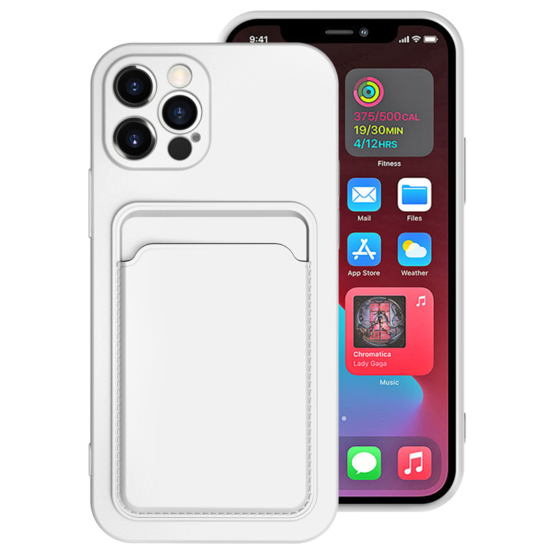 CrashStar Card Slot Silicone Phone Case For iPhone 15 14 13 12 11 Pro Max Mini XS XR X 8 7 Plus + SE 2020 Soft Skin-friendly Phone Cover With Card Holder Pack Shockproof Phone Casing Hot Sale