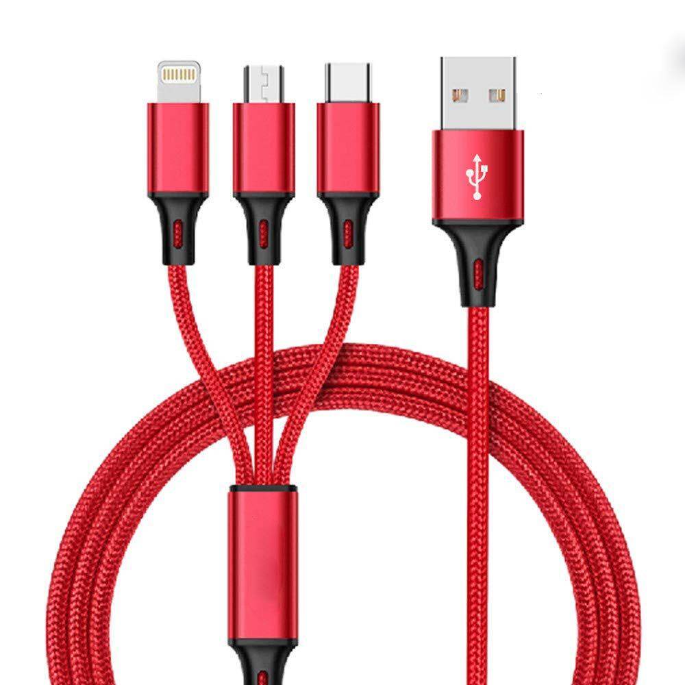 3 in 1 Multi Type C Cable Micro USB Data Sync Fast Charging for iPhone Android